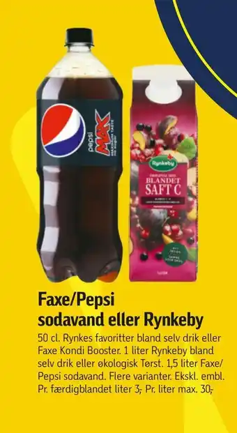 Føtex Faxe/pepsi sodavand eller rynkeby tilbud