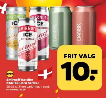 Smirnoff ice eller dan:sk hard seltzer