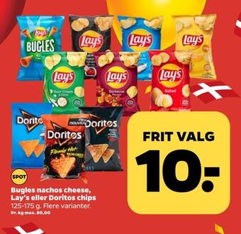 Netto Bugles nachos cheese, lay's eller doritos chips tilbud