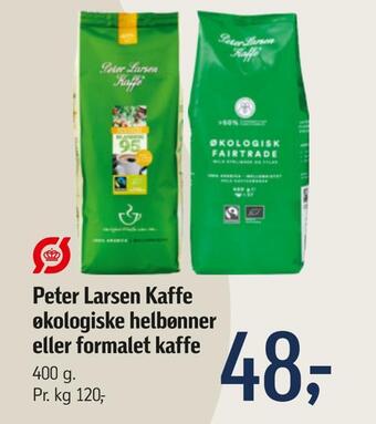 Føtex Peter larsen kaffe økologiske helbønner eller formalet kaffe tilbud
