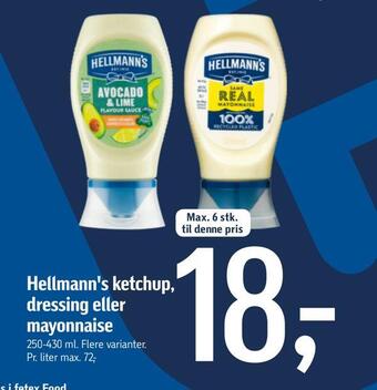 Føtex Hellmann's ketchup, dressing eller mayonnaise tilbud