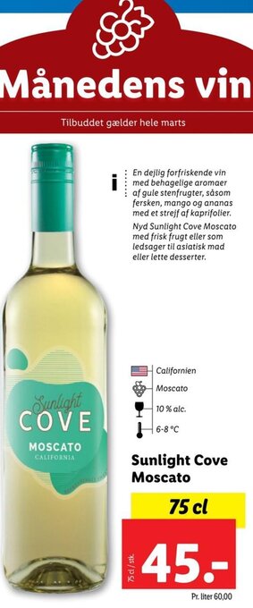 Lidl Sunlight Cove Moscato tilbud