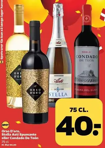 Netto Orso d'oro, stella asti spumante eller condado de teón tilbud