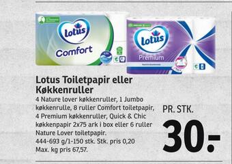 SPAR Lotus toiletpapir eller køkkenruller tilbud