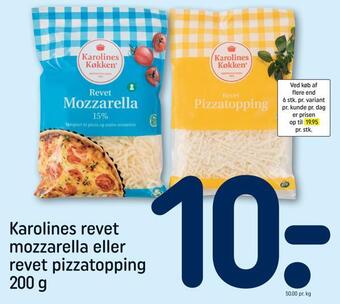 REMA 1000 Karolines revet mozzarella eller revet pizzatopping tilbud