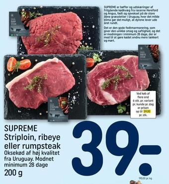 REMA 1000 Supreme striploin, ribeye eller rumpsteak tilbud