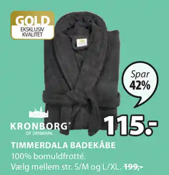 JYSK Kronborg of Denmark  Timmerdala Badekåbe S/M og L/XL tilbud