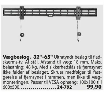 Biltema Vægbeslag, 32"-65" tilbud