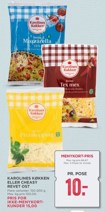 MENY Karolines revet ost pizzatopping tilbud