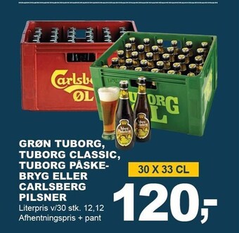 Let-Køb Grøn tuborg tuborg classic, tuborg påskebryg eller carlsberg pilsner tilbud