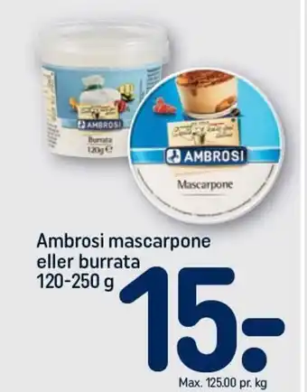 REMA 1000 Ambrosi Mascarpone eller Burrata 120-250g tilbud