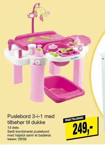 Harald Nyborg Puslebord 3-i-1 med tilbehør til dukke tilbud