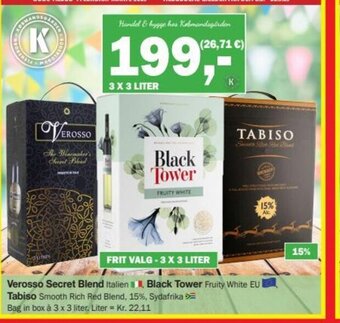Købmandsgården Verosso Secret Blend, Black Tower tilbud