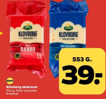 Netto Klovborg skæreost danbo mellemlagret tilbud