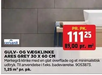 jem & fix Gulv og væg klinke ares grey 30 x 60 cm tilbud