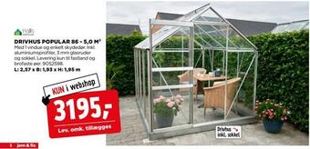 jem & fix Drivhus popular 86 - 5,0 m2 tilbud