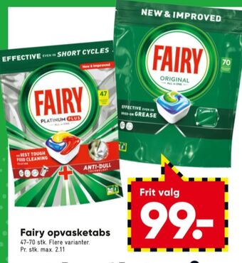 Bilka Fairy maskinopvask-tabs tilbud