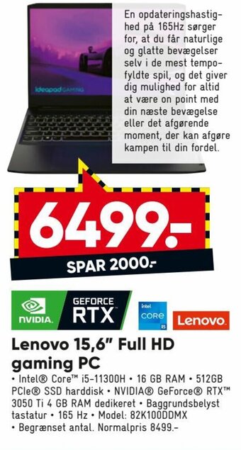 Bilka Lenovo 15.6" Full HD Gaming PC tilbud