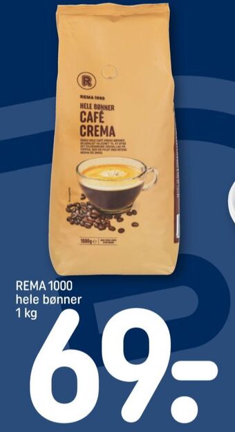 REMA 1000 Cafe crema kaffebønner tilbud