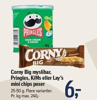Føtex Corny big myslibar, pringles, kims eller lay's mini chips poser tilbud