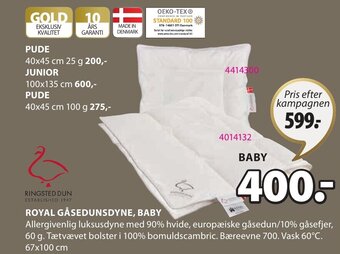 JYSK Royal Gåsedunsdyne, Baby tilbud