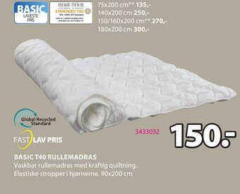 JYSK Basic T40 Rullemadras tilbud
