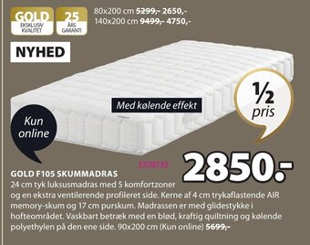 JYSK Gold F105 Skummadras tilbud