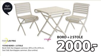 JYSK Ystad Bord + 2 Stole tilbud