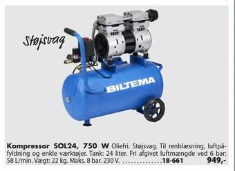 Biltema Kompressor SOL24, 750 W tilbud