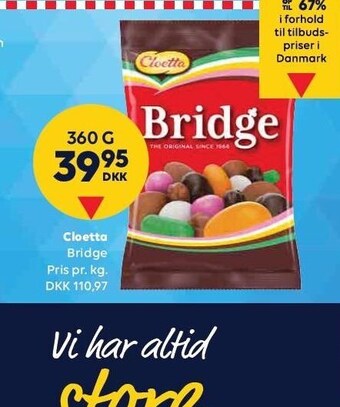BorderShop Cloetta tilbud