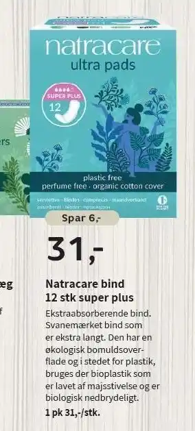 Natracare bind 12 stk super plus