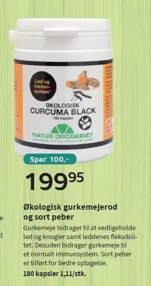 Natur drogeriet økologisk gurkemejerod og sort peber