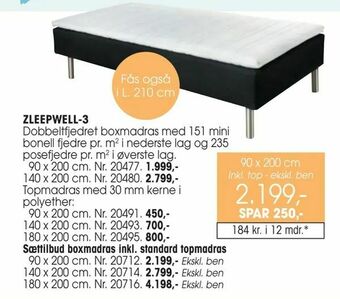 Daells Bolighus Sættilbud boxmadras inkl. standard topmadras tilbud