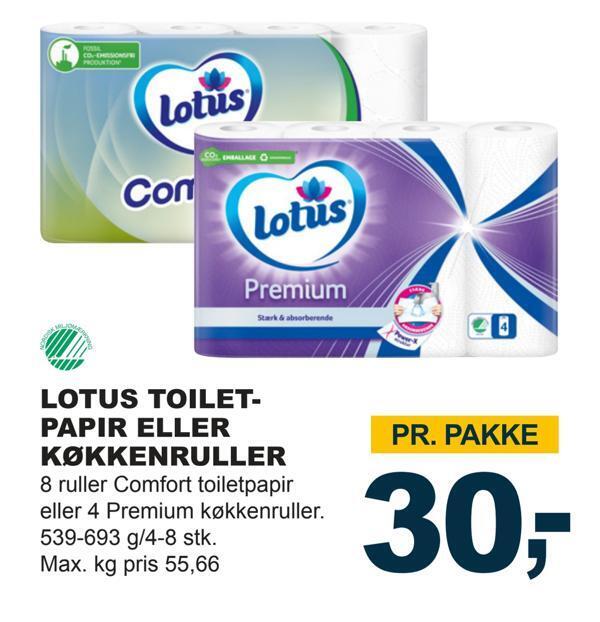 Lotus toilet papir eller køkkenruller tilbud hos LetKøb