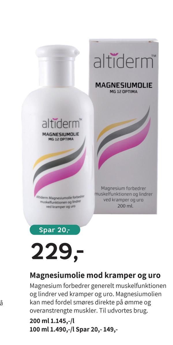 Magnesiumolie mod kramper og uro tilbud hos Helsam
