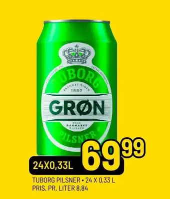Priss Tuborg Pilsner 24 x 0.33L tilbud