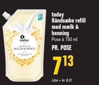 Otto Duborg Today håndsæbe refill med mælk & honning tilbud