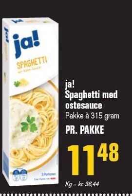 Otto Duborg Ja! spaghetti med ostesauce tilbud