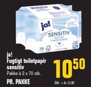 Otto Duborg Ja! fugtigt toiletpapir sensitiv tilbud