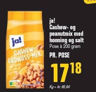 Otto Duborg Ja! cashew- og peanutmix med honning og salt tilbud