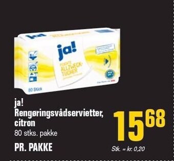 Ja! rengøringsvådservietter, citron