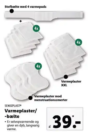 Lidl Sensiplast varmeplaster/-bælte tilbud