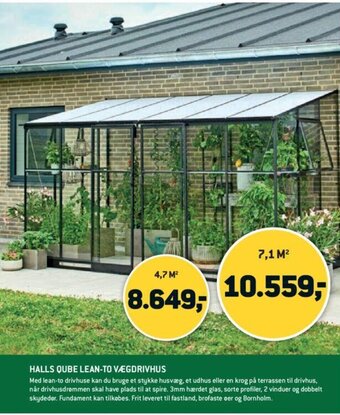 XL-BYG Halls Qube Lean-To Vægdrivhus tilbud