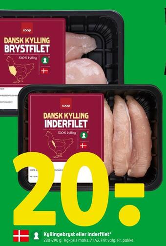 Coop 365 Kyllingebryst eller inderfilet tilbud