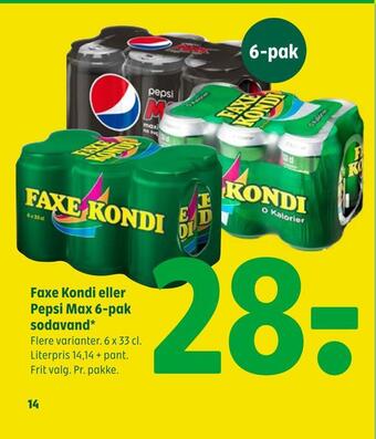 Coop 365 Faxe kondi eller pepsi max 6-pak sodavand tilbud