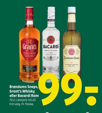 Coop 365 Brøndums snaps, grant's whisky eller bacardi rom tilbud