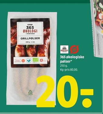 Coop 365 365 økologiske pølser tilbud