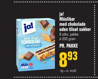 Otto Duborg Ja! müslibar med chokolade uden tilsat sukker tilbud