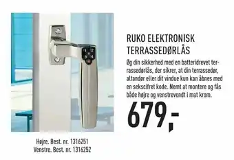 Johannes Fog Ruko elektronisk terrassedørlås tilbud