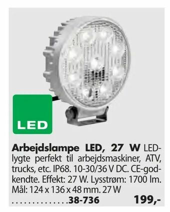 Arbejdslampe LED, 27 W